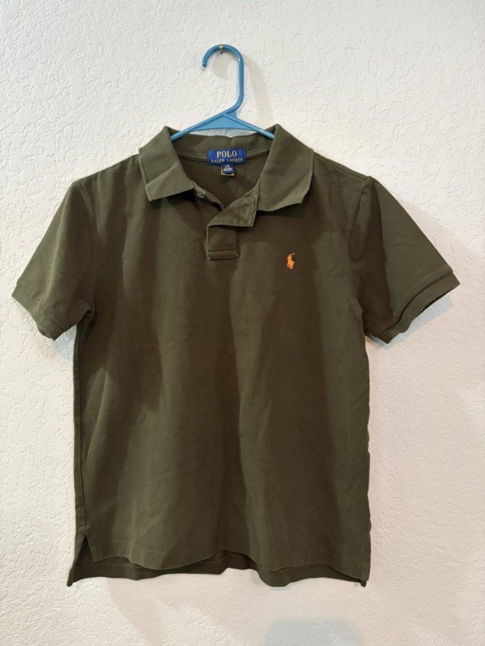 Polo Ralph Lauren Olive Green Polo Shirt Kids Large (14-16) 100% Cotton